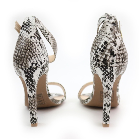 Qupid Hurst Black White Snake Print High Heels - Picture 5 of 6